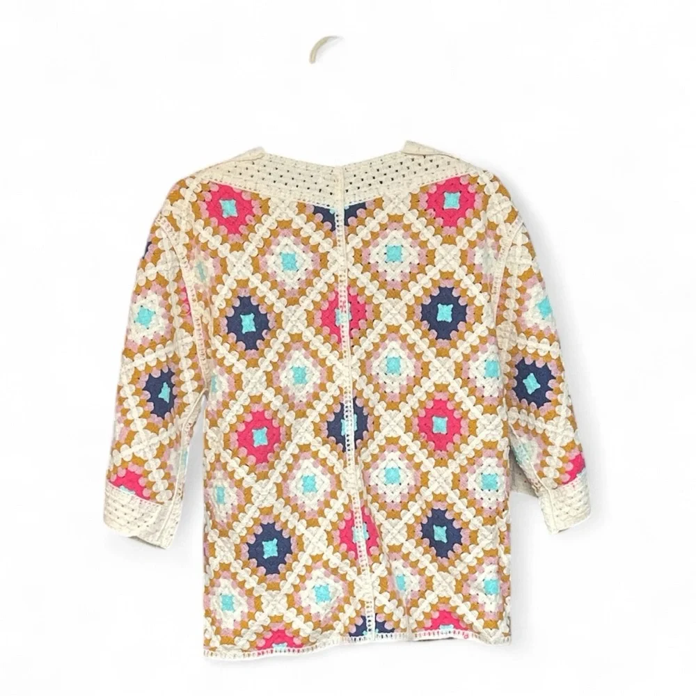 Cardigan Granny Square crocheted Womens Sweater NWOT - Picture 4 of 5